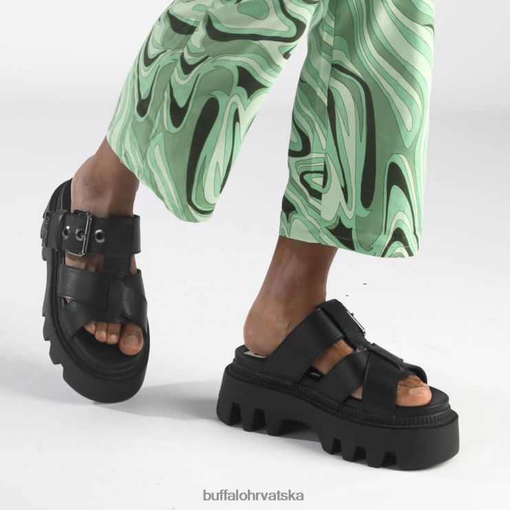 crno Buffalo flora klizne sandale s platformom veganske |slajdova TDD6T565